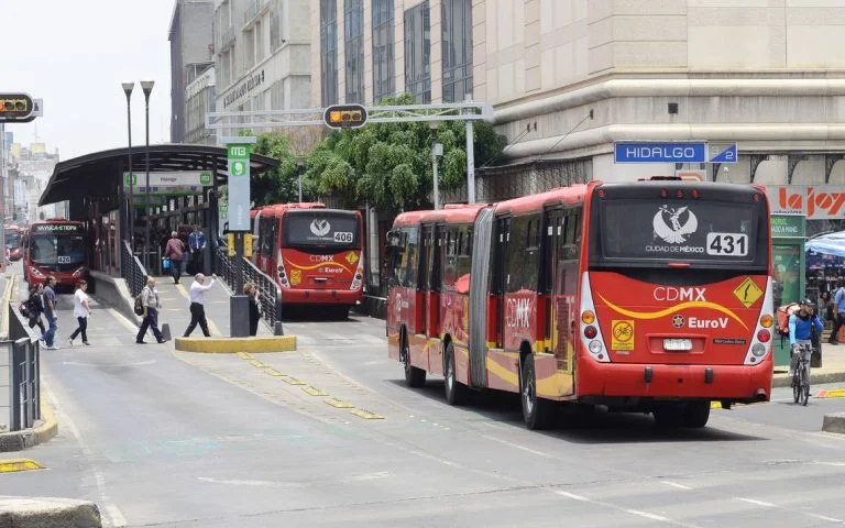 Hidalgo Station of the Metrobus System, public transportation in Mexico City.